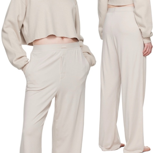SKIMS Beige Boyfriend Loose Lounge Pants - Picture 1 of 5